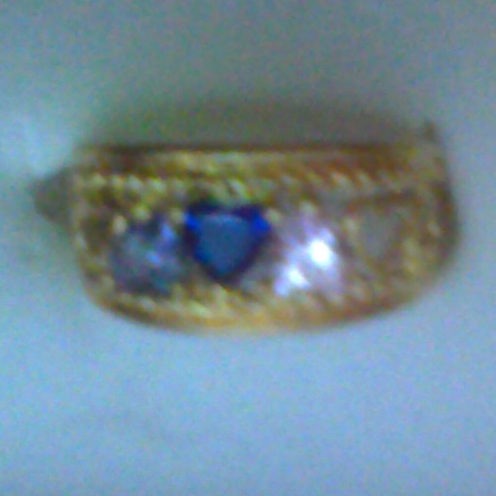 gold with pink quartz, sapphire and amethyst ring size 7